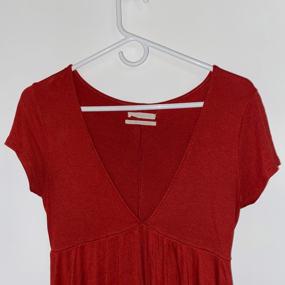 Urban Outfitters Red Plunging Babydoll Top - Picture 2 of 10